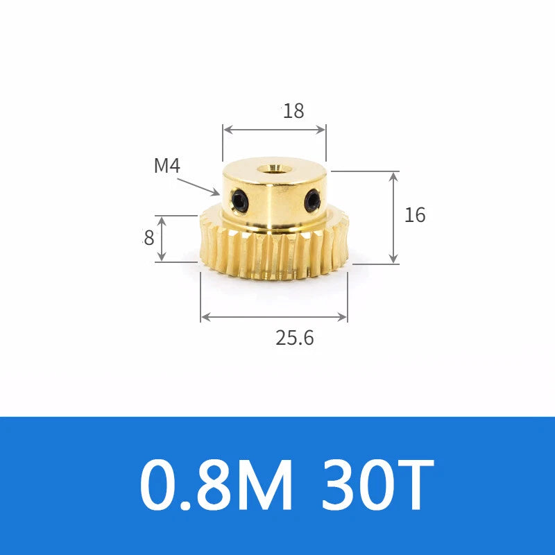 Brass Worm Wheel Gear 0.5/0.8/1/1.5 Module Transmission Gear Worm Rod Gear Shaft