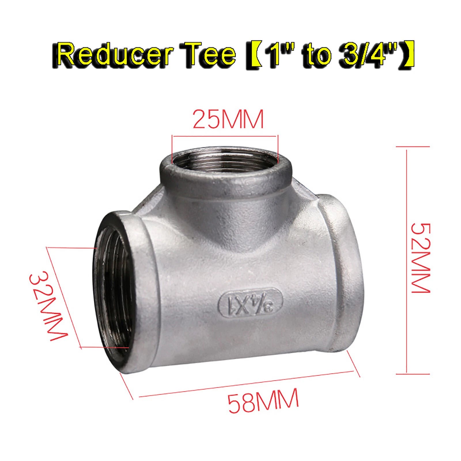 304 Stainless Steel BSP Tee & Cross Pipe Fittings — 1/8" to 2" | F&F&F, M&M&M, Reducer & Cross