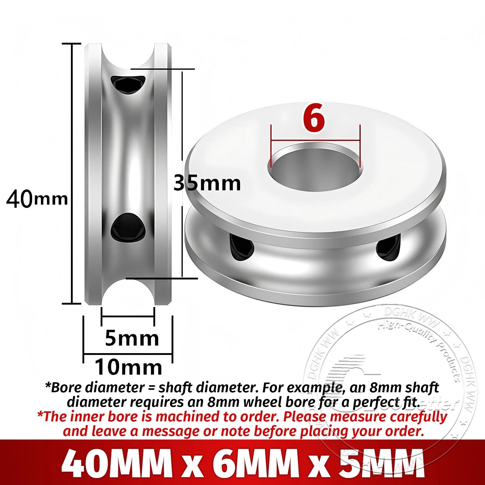 V Grooved Pulley Aluminum Round Belt Pulleys For 5mm Width Belt OD 20/30/40mm