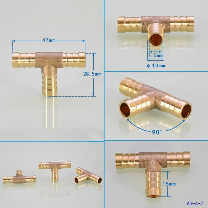 Brass Hose Joiner Fittings — Straight, Y, T & 4-Way Connectors | 6mm–19mm