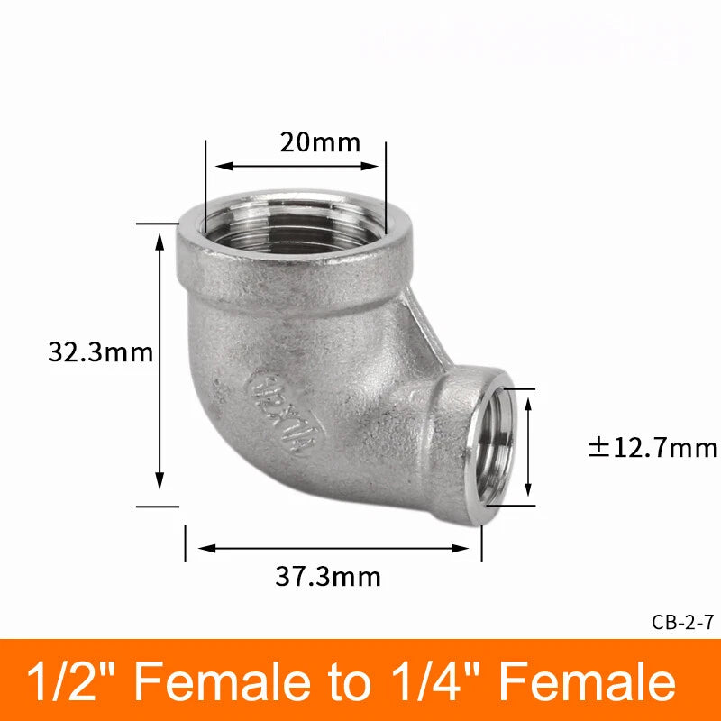 Stainless Steel 90° Elbow BSP Pipe Fittings — Same-Size & Reducing Female/Male Adapters