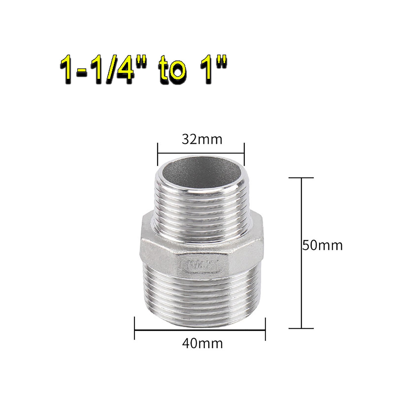 BSP Male to Male Reducing Hex Nipple 304 Stainless Steel Pipe Connector