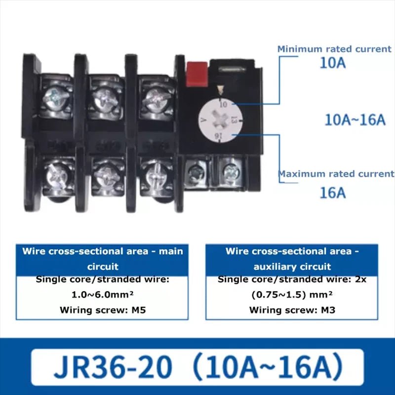 Thermal Overload Relays 0.32Amp - 160Amp For 3 Phase Motor Protector JR36 Series - HomeDIYer