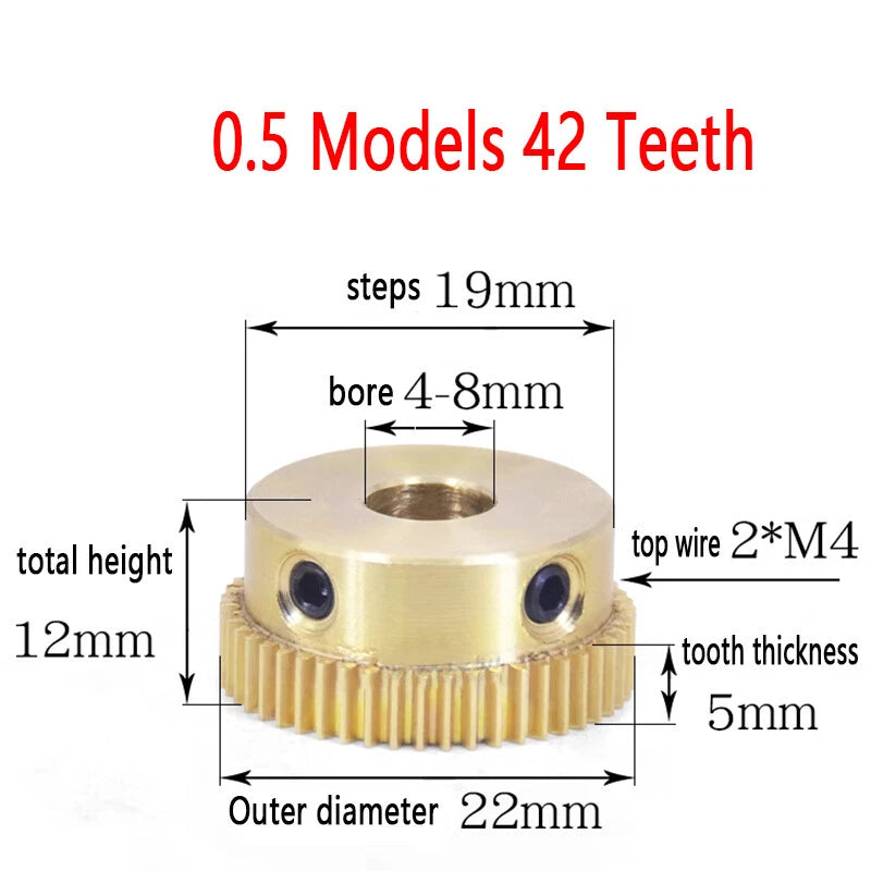 Mod 0.5 Brass Pinion Gear Spur Gears 20-60 Teeth 4-15mm Bore With Screw Hardened
