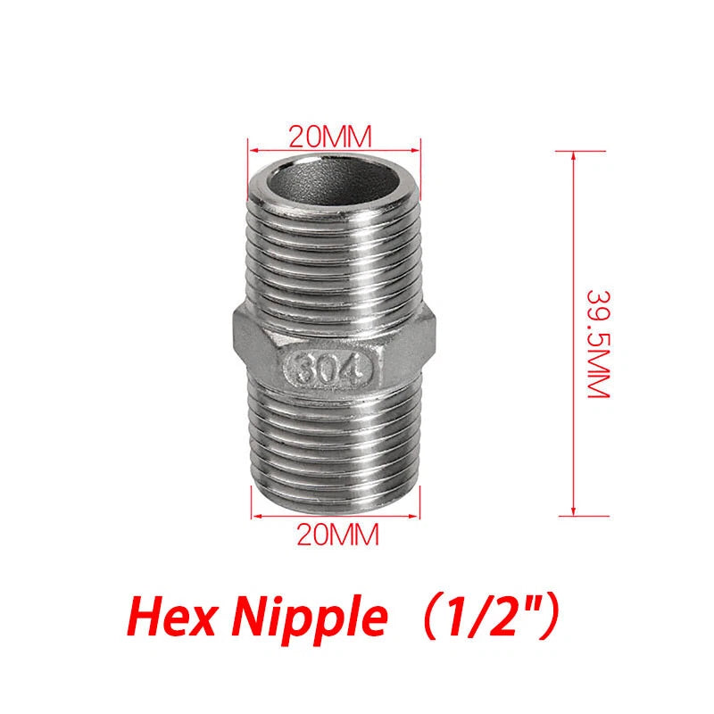BSP 304 Stainless Steel Pipe Fittings — Elbow, Tee, Nipple, Cross, Bush, Cap (1/2" & 3/4")