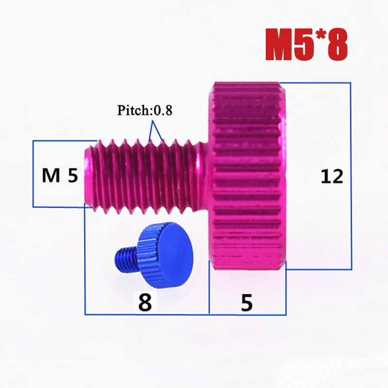 M2–M6 Aluminum Alloy Knurled Thumb Screws | Hand-Tighten Knob Bolts, 10 Colors