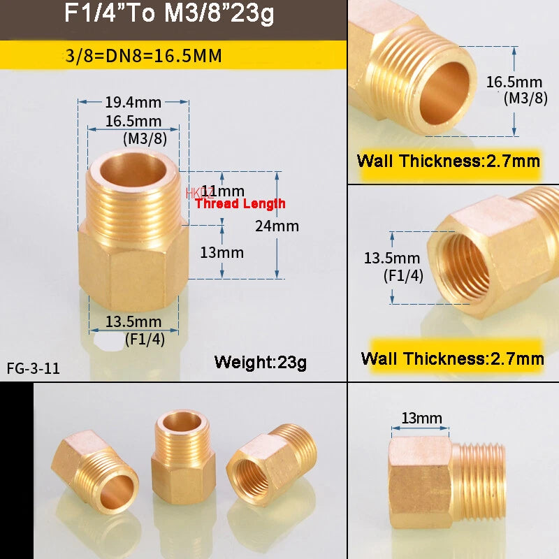 1 8" BSP Brass Reducing Fittings Female To Male Thread Connector Adaptor Coupler