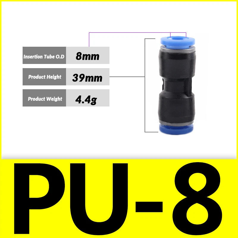 Pneumatic Push-In Fittings — PG / PU / PE Air & Water Hose Connectors, 4mm–16mm