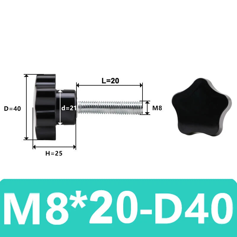 M5/6/8/10 Pentagram Star Thumb Screws Hand Grip Knob Bolts Carbon Steel/Bakelite