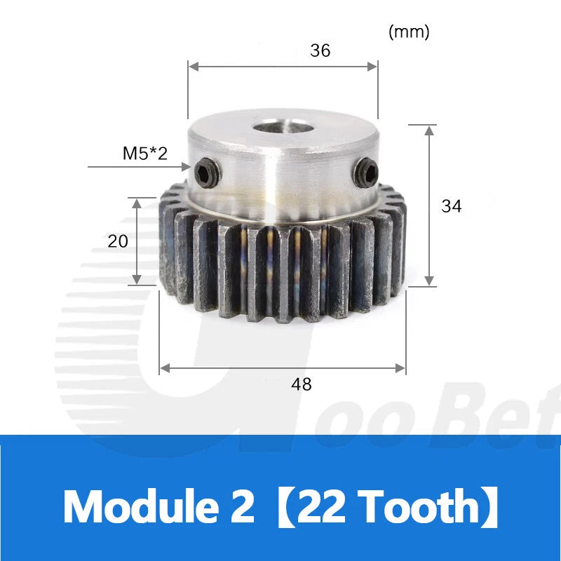Mod 2 Spur Gear C45 Steel with Hub 12 - 60 Tooth Motor Pinion Hardened Precision