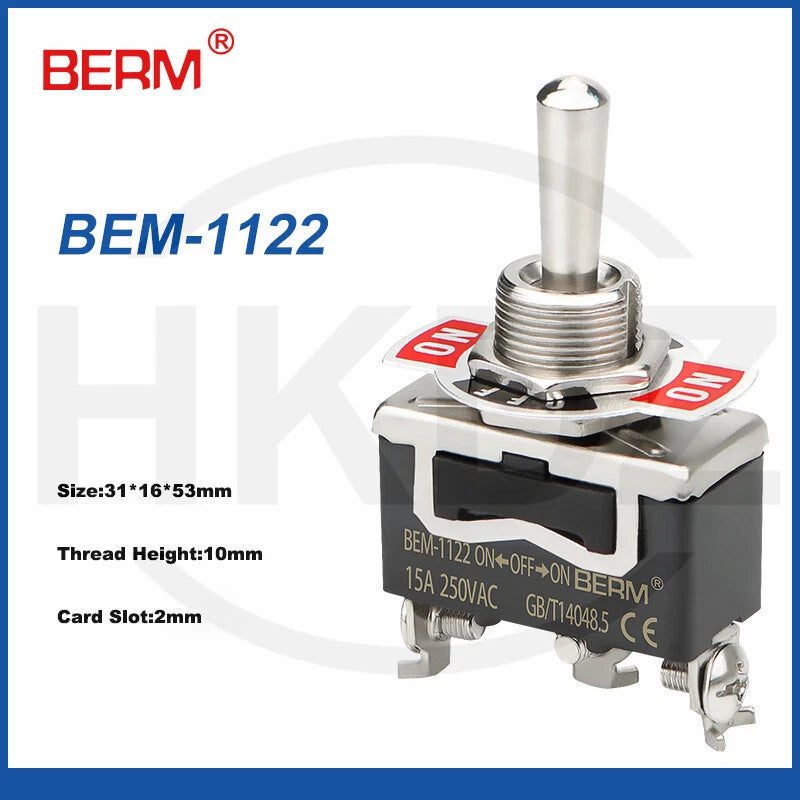 Metal Toggle Switch 250VAC 15A — SPST / SPDT / DPST / DPDT Panel Mount Flick Switch