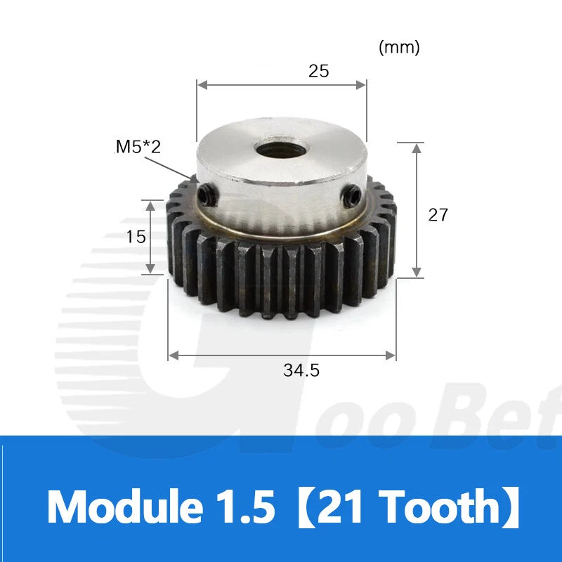 Spur Gear C45 Steel Mod 1.5 with Hub 12-60 Tooth Motor Pinion Hardened Precision