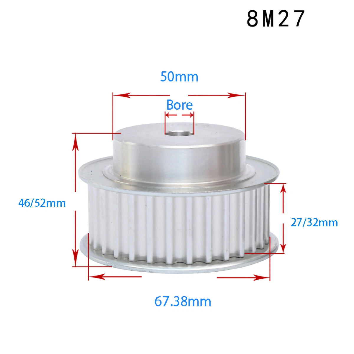 BF-type HTD8M 25mm-30mm Timing Belt Pulley 12 - 72 Tooth for CNC Step Motor