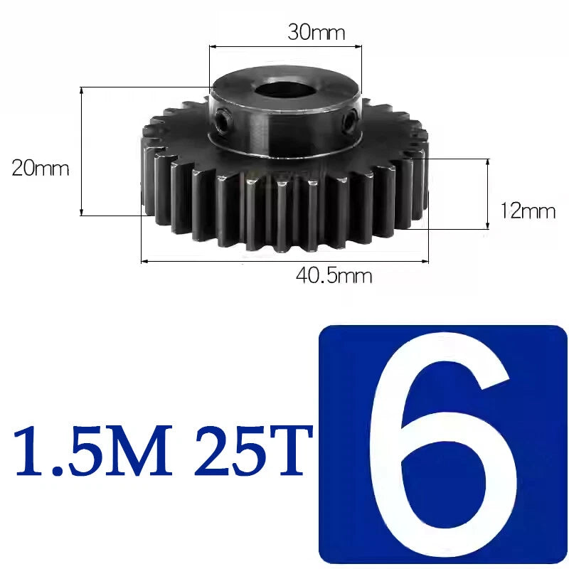 Spur Gears 1.5 Mod Transmission Gear With Step 45#Steel Pinion Motor Gear 15~50T