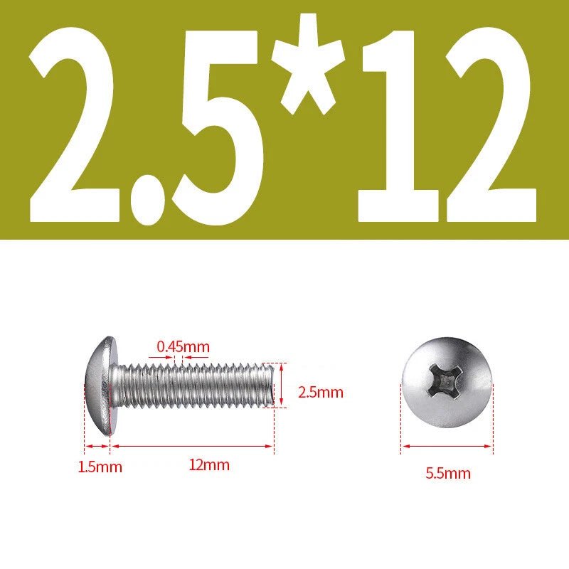 Phillips Button Head Machine Screws — Steel M2 M2.5 M3 M4 M5 M6 - HomeDIYer