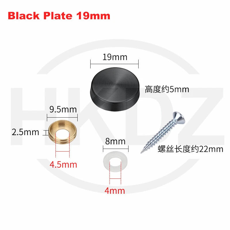 Stainless Steel Mirror Screw Cover Caps – Decorative Disc Plates for Glass, Mirrors & Furniture (16-50mm, Flat/Dome, Silver/Gold/Black/Rose Gold)