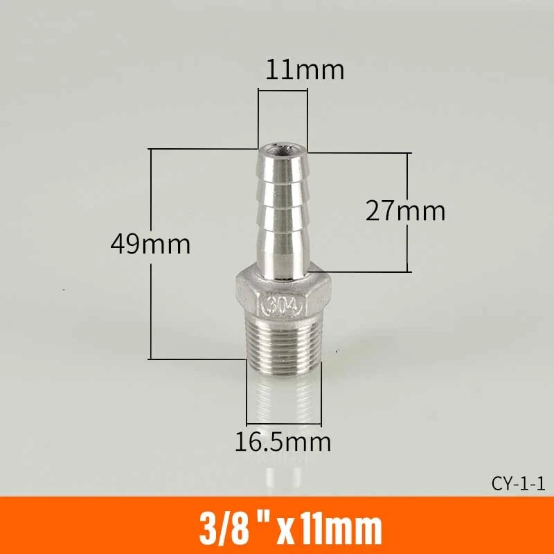 Stainless Steel BSP Male Thread x Barb Hose Tail Connector | 1/8" to 4"