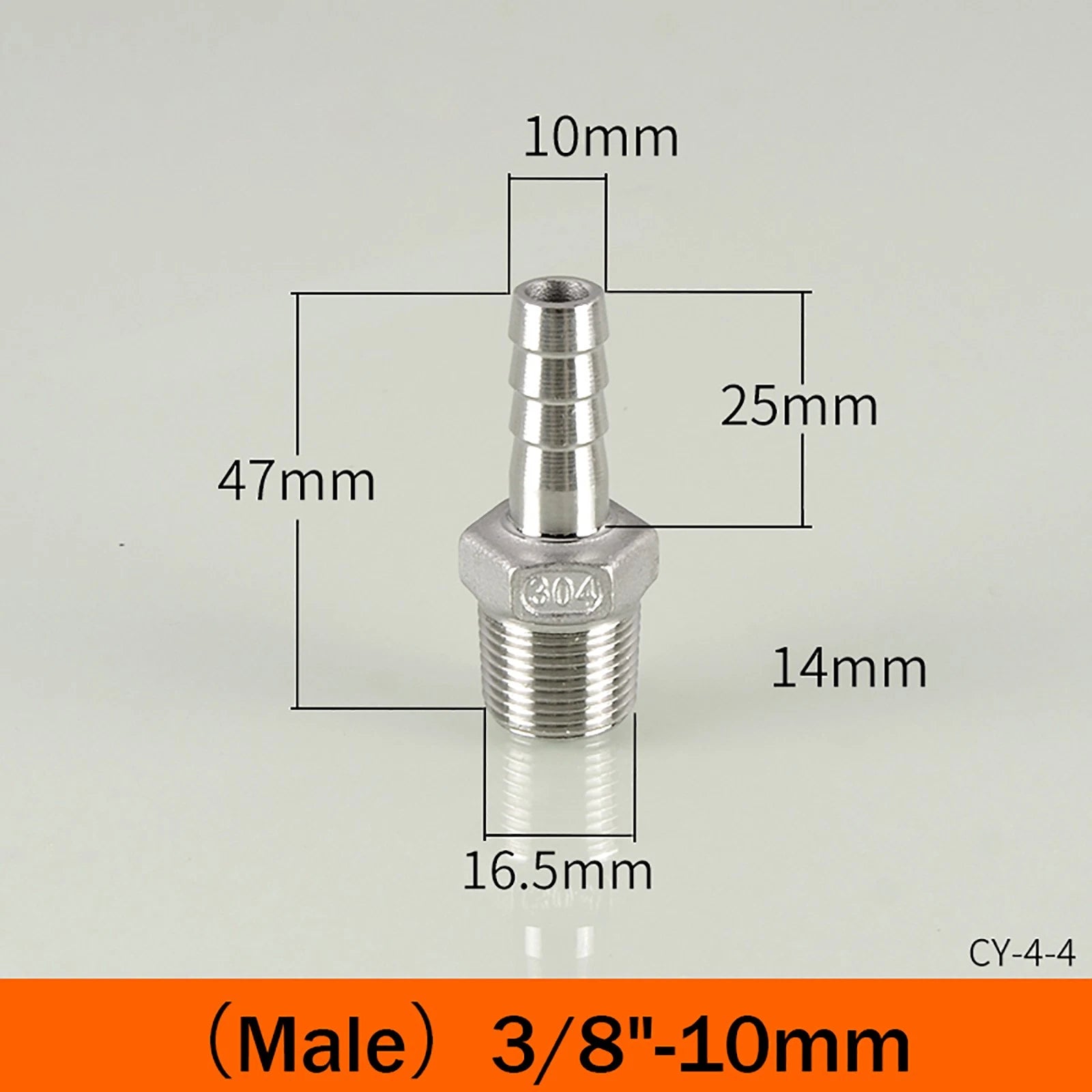 BSP Male Taper Thread x Hose Tail Adapter Fittings — Stainless Steel 304