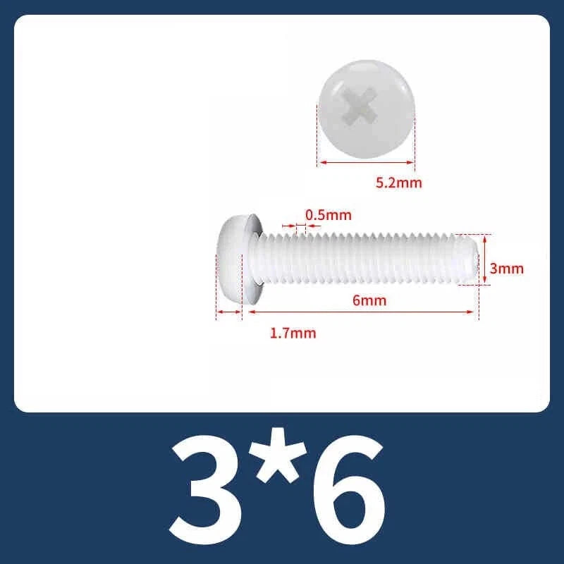 White Nylon Phillips Pan Head Machine Screws – M2 to M8, Non‑Conductive & Corrosion‑Free (PA66)