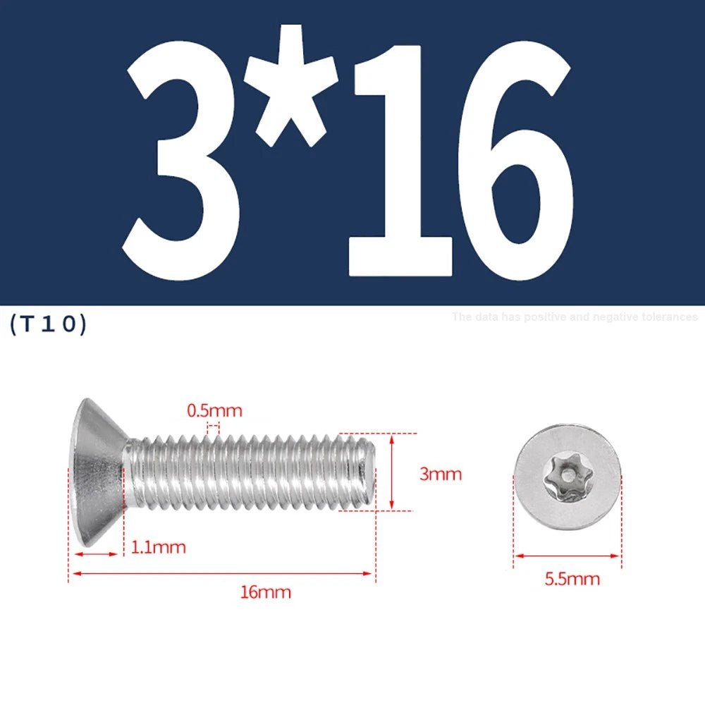 M3–M8 Pin Torx Countersunk Flat Head Machine Screws | A2 Stainless Steel - HomeDIYer