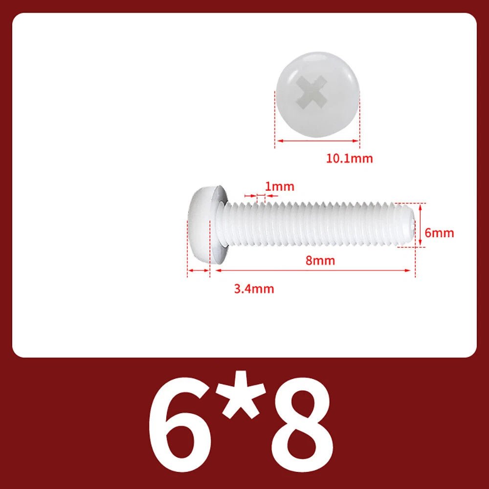 M5 M6 M8 Nylon Phillips Pan Head Machine Screws – Black & White - HomeDIYer