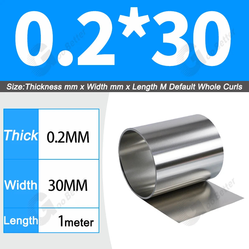 1 Meter 304 Stainless Steel Band SUS304 Sheet Foil Plate Strip Thick 0.01mm-1mm