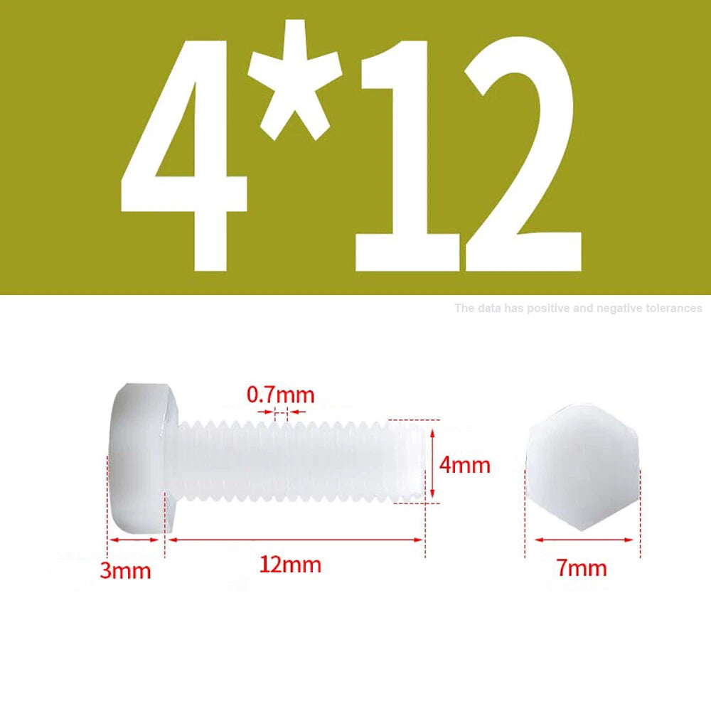 M3–M12 White Nylon Hex Bolts | Plastic Hexagon Head Machine Screws DIN 933