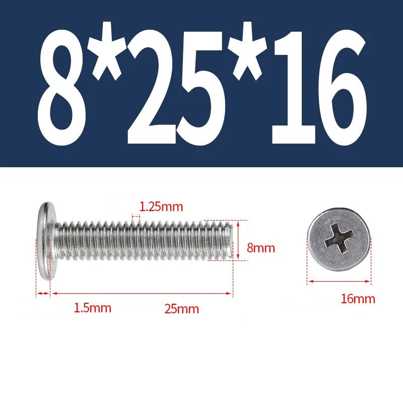 M1–M8 Ultra Thin Flat Head Phillips Machine Screws – A2 Stainless Steel, Fully Threaded