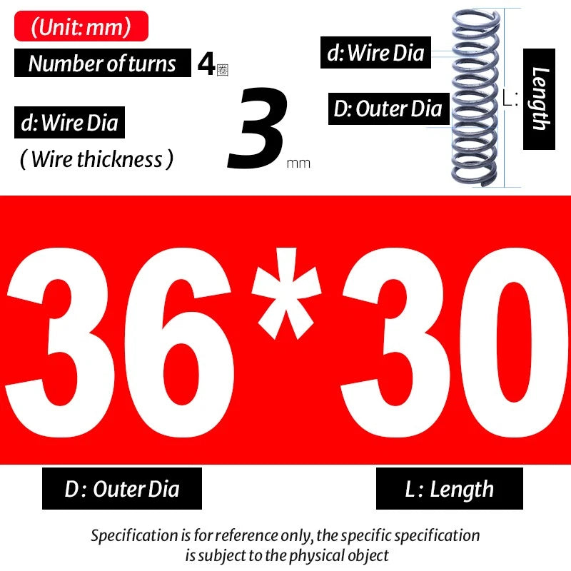 Compression Spring Pressure Big, Wire Dia 3.0mm Diameter 16-40mm Length 20-200mm