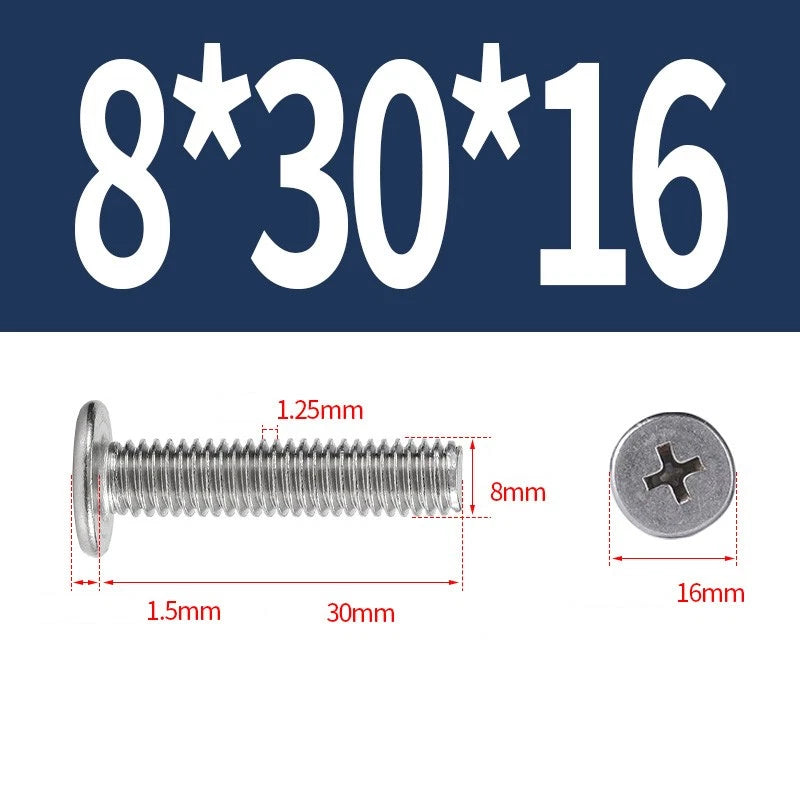 M1–M8 Ultra Thin Flat Head Phillips Machine Screws – A2 Stainless Steel, Fully Threaded