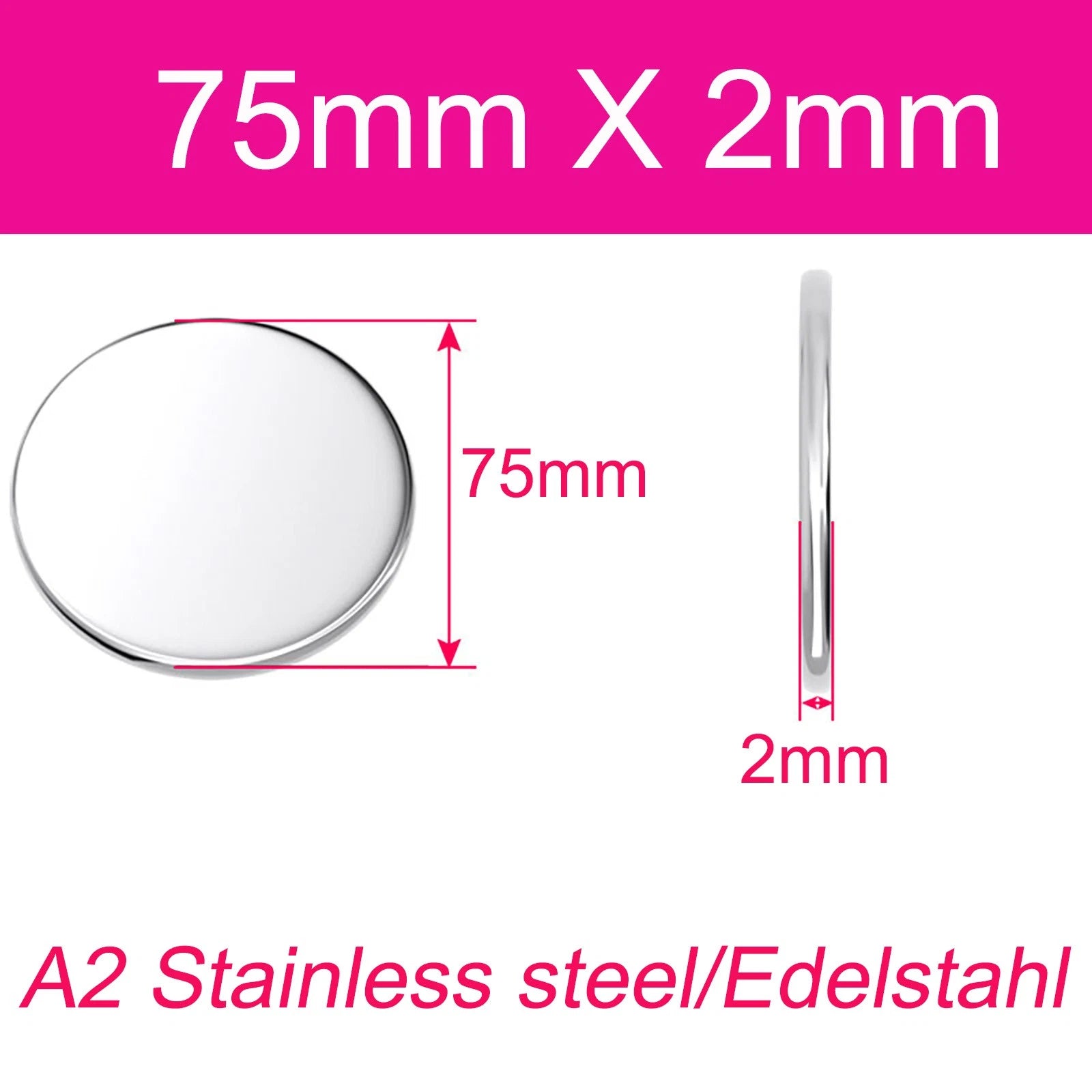 Round Plate A2 Stainless Steel Sheet Plate Thick 1/1.5/2/2.5/3/4/5mm Dia 6-80mm