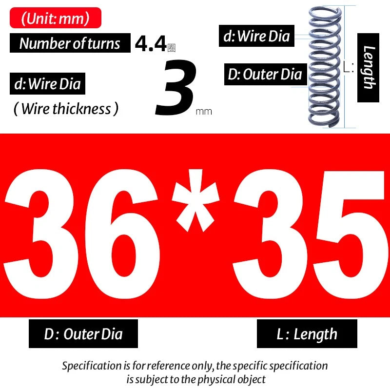 Compression Spring Pressure Big, Wire Dia 3.0mm Diameter 16-40mm Length 20-200mm