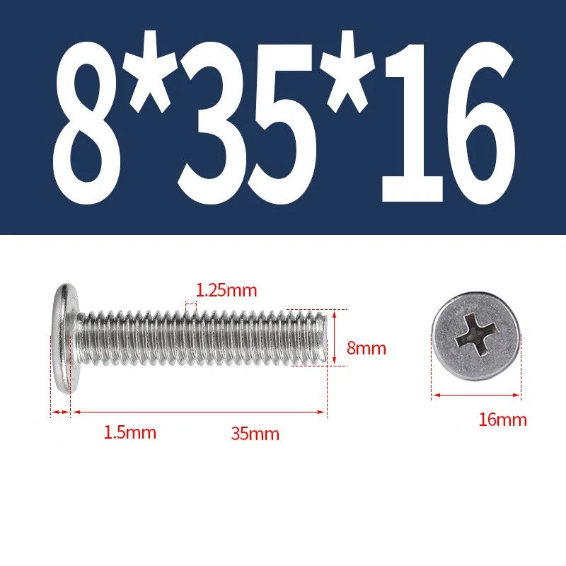 M1–M8 Ultra Thin Flat Head Phillips Machine Screws – A2 Stainless Steel, Fully Threaded