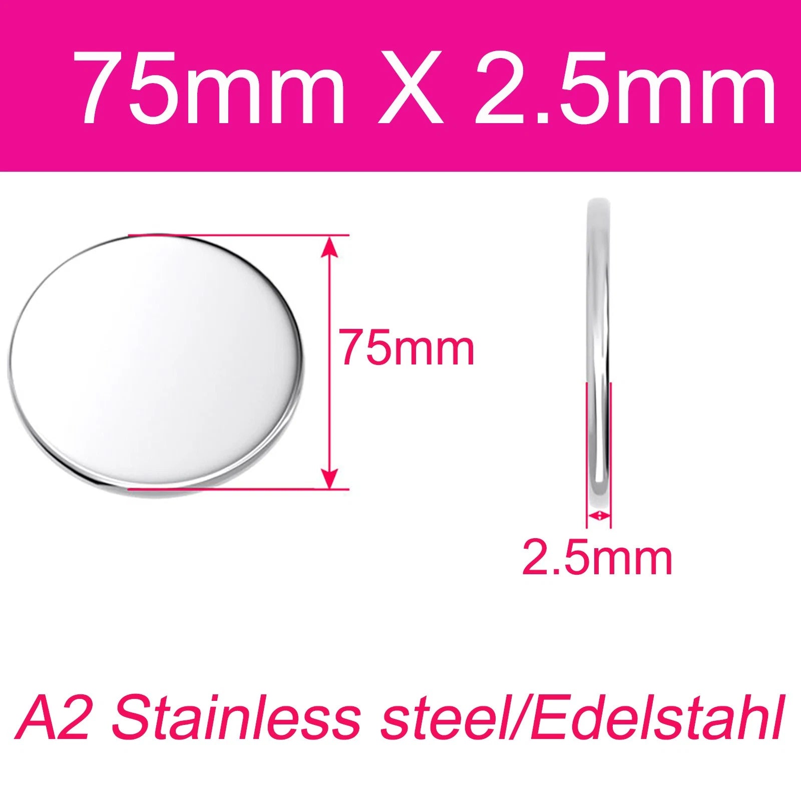 Round Plate A2 Stainless Steel Sheet Plate Thick 1/1.5/2/2.5/3/4/5mm Dia 6-80mm