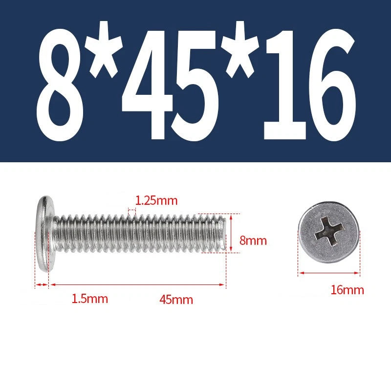 M1–M8 Ultra Thin Flat Head Phillips Machine Screws – A2 Stainless Steel, Fully Threaded