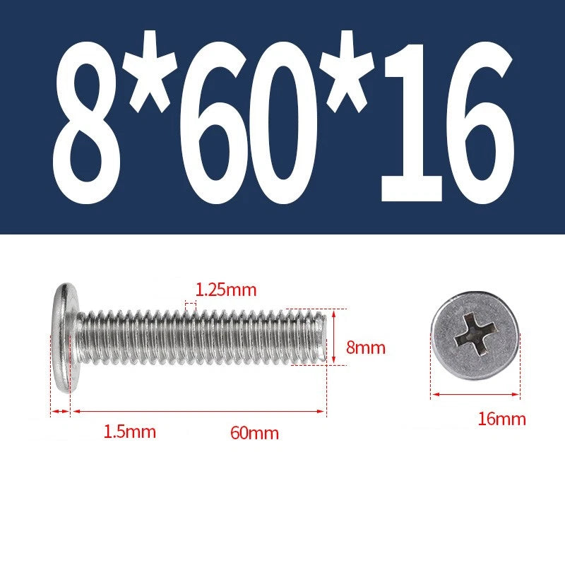 M1–M8 Ultra Thin Flat Head Phillips Machine Screws – A2 Stainless Steel, Fully Threaded