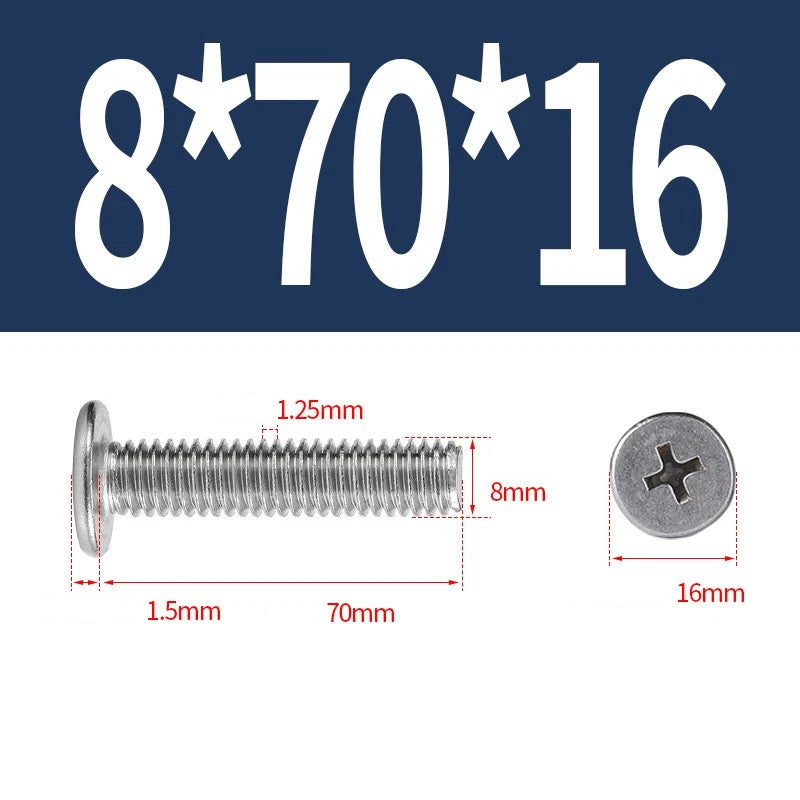 M1–M8 Ultra Thin Flat Head Phillips Machine Screws – A2 Stainless Steel, Fully Threaded