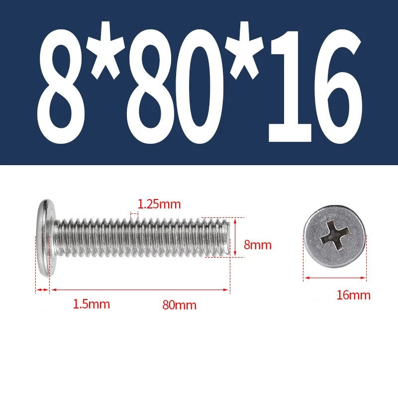M1–M8 Ultra Thin Flat Head Phillips Machine Screws – A2 Stainless Steel, Fully Threaded