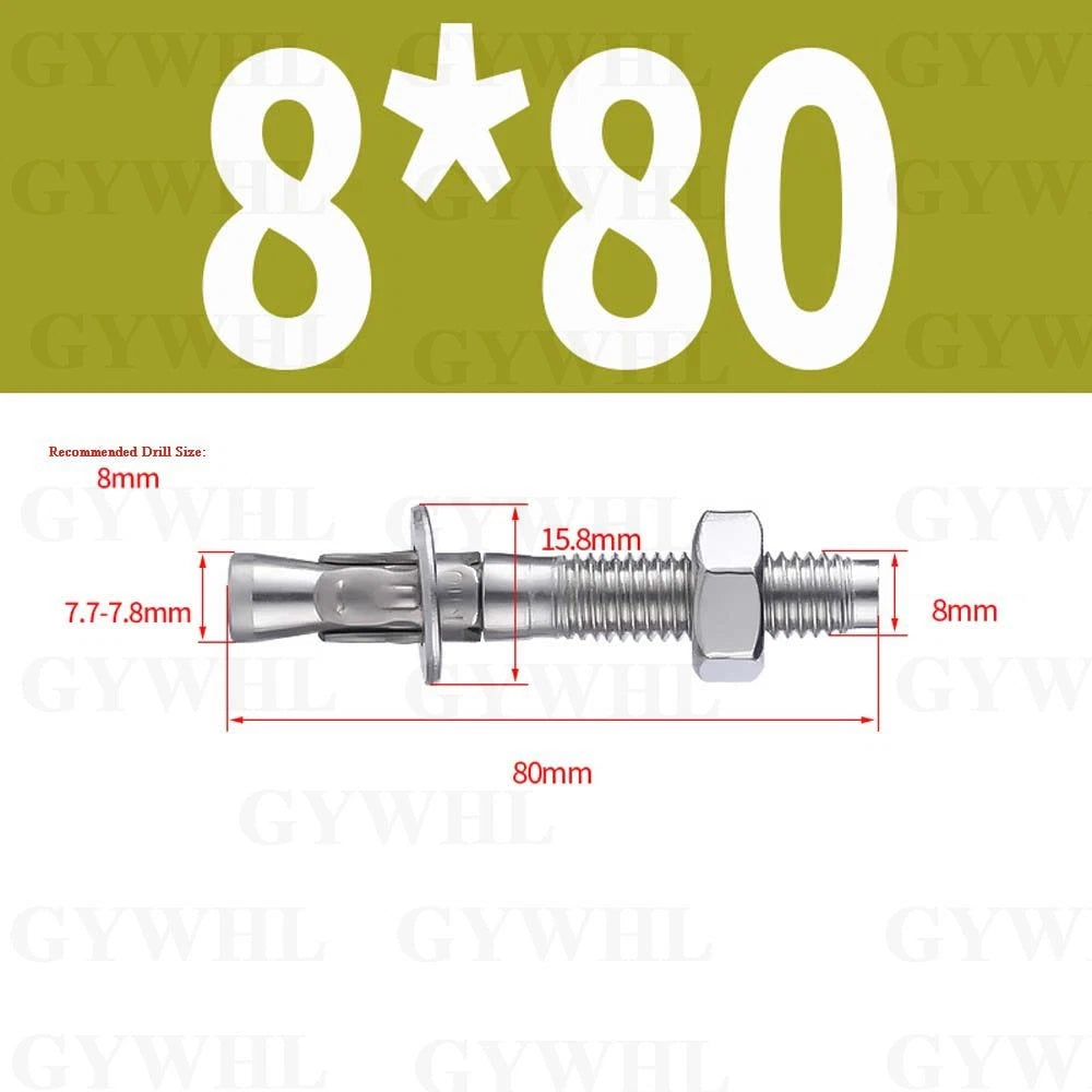 Hex Head Expansion Anchor Bolts — M6 to M20, Stainless Steel A2 & Zinc Plated, Extra Long