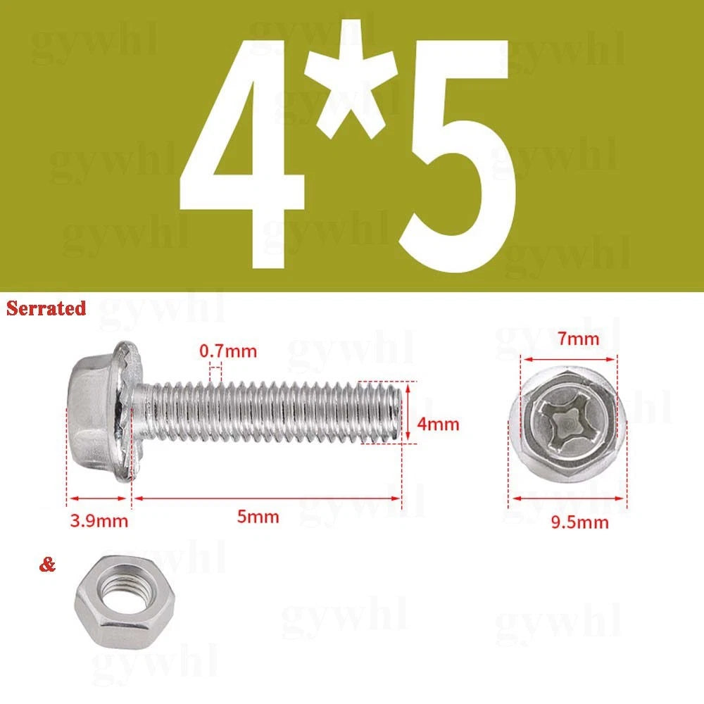 Phillips Hex Flange Bolts with Hex Nuts — Serrated & Smooth, M3–M8