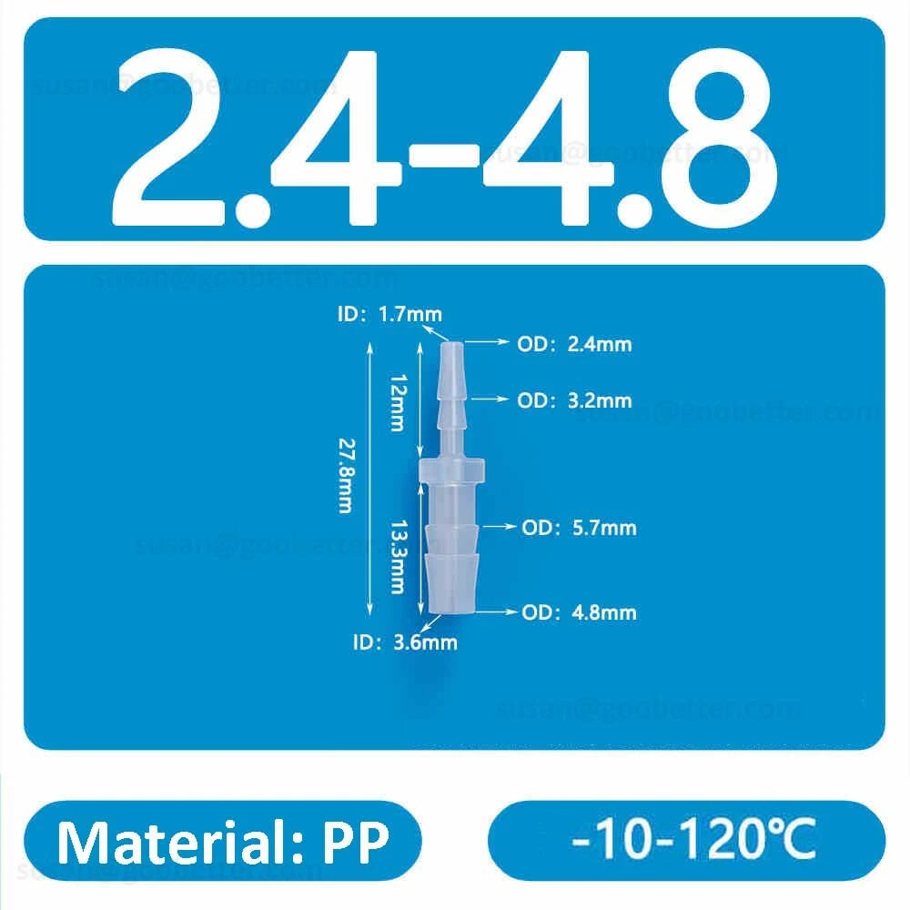 Straight Reducer Barbed Hose Connector — Plastic Joiner for Air & Water Tubing