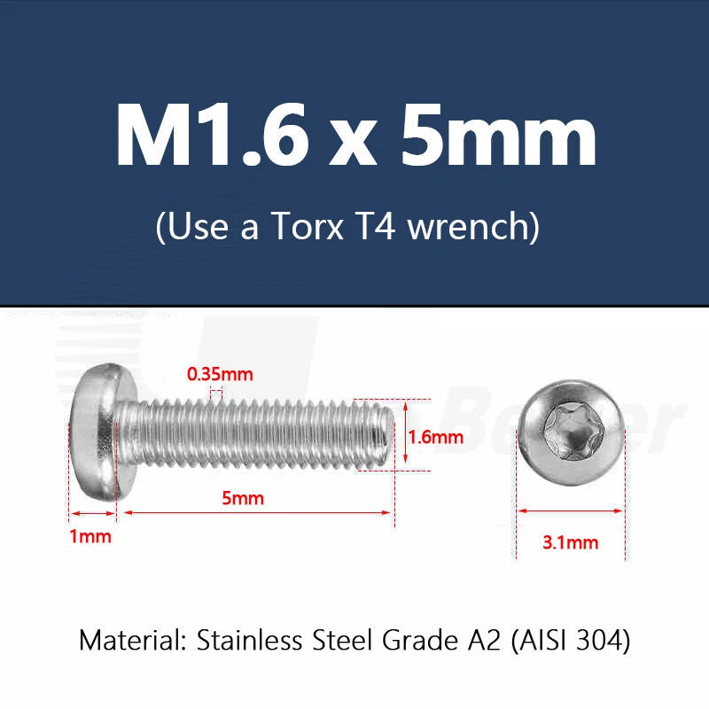 T3–T50 Torx Pan Head Machine Screws – M1.4 to M10, A2 Stainless Steel (3–100mm)