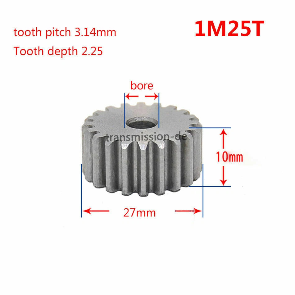 1/1.5 Mod 12T-150T Spur Gear 45# Steel Pinion Gear Thickness 1M-10mm 1.5M-15mm