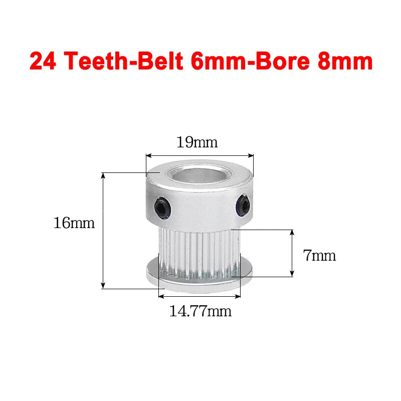 2GT Drive Pulley With Step 16 Tooth - 100 Tooth Bore 4mm - 25mm for 6mm Belt