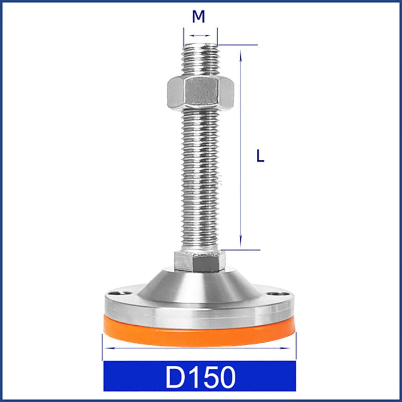 Anti‑Slip Heavy Levelling Machine Feet – Stainless Steel, Adjustable Height M8–M30 (30–200mm Lengths)