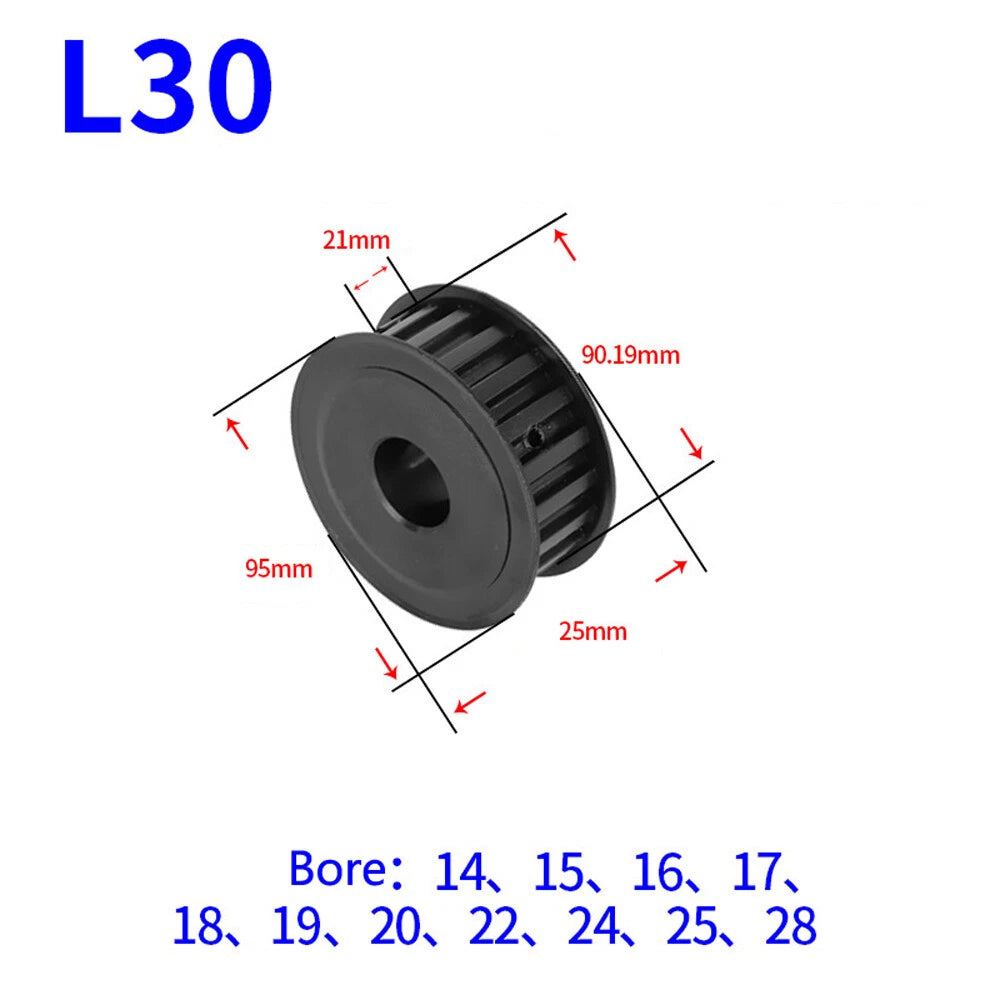 L-type 10T-30T Timing Belt Pulley Pitch 9.525mm With Keyway 45# Steel Width 21mm