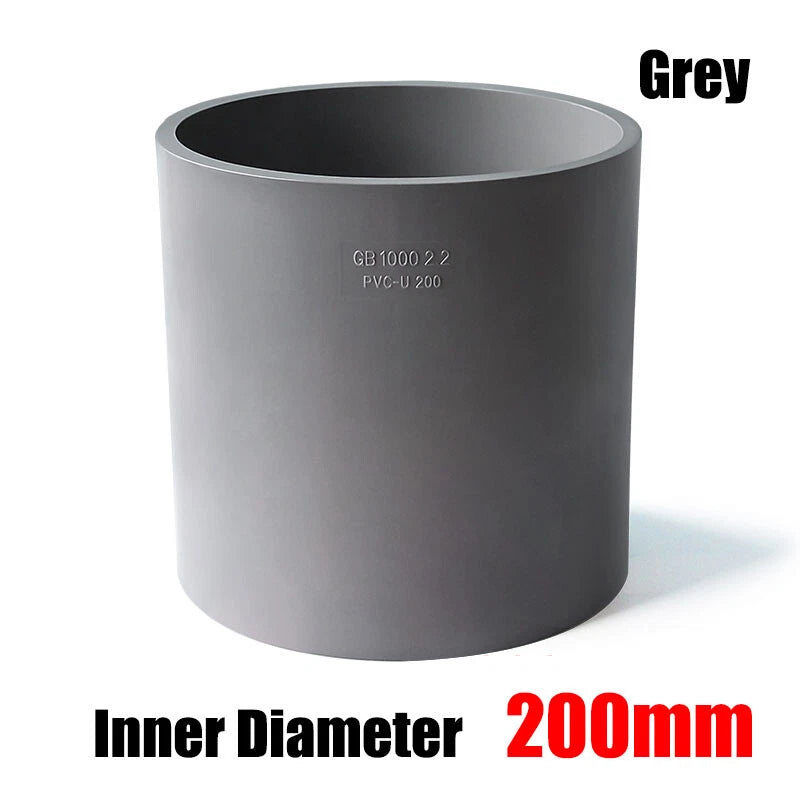 PVC Straight Pipe Coupling — Socket Slip Joint Fitting, 20–200mm (3/4" to 8"), Grey