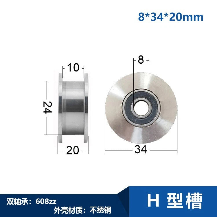 U/V/H Groove Pulley Wheel with Bearing OD 34-90mm for Rope or Wire Gym Pulley