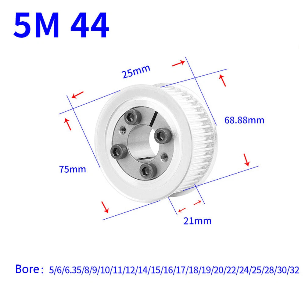 HTD-5M 18T-45T Timing Belt Pulley With Expansion Sleeve, Pitch 5mm Width 21mm