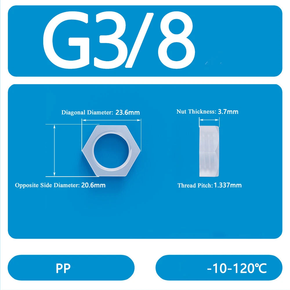 Bulkhead Elbow Barbed Hose Connector — Plastic Pipe Fitting with Thread Adapter, Nut & Gasket